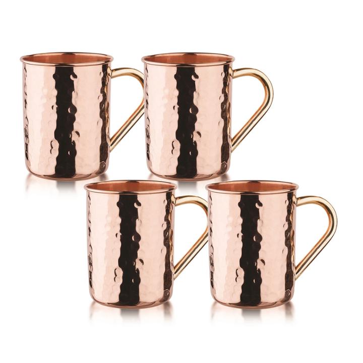 Old Dutch 14 Oz Hammered Solid Copper Straight Sided Moscow Mule Mugsset Of 4