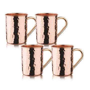 Old Dutch 14 Oz Hammered Solid Copper Straight Sided Moscow Mule Mugsset Of 4
