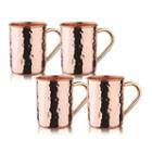 Old Dutch 14 Oz Hammered Solid Copper Straight Sided Moscow Mule Mugsset Of 4
