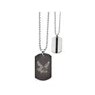 Mens Stainless Steel Reversible Eagle Dog Tag Pendant