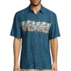 Island Shores Short Sleeve Printed Rayon Button-front Shirt