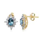 Genuine Blue Topaz And Lab-created White Sapphire Earrings