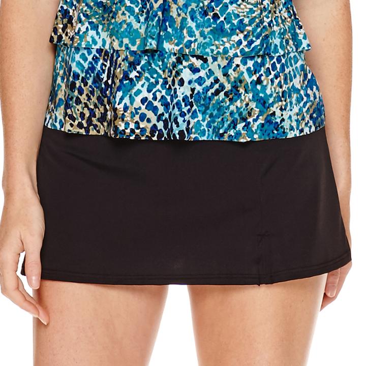 Jamaica Bay Muted Reptile Triple-tier Ruffle Tankini Swim Top