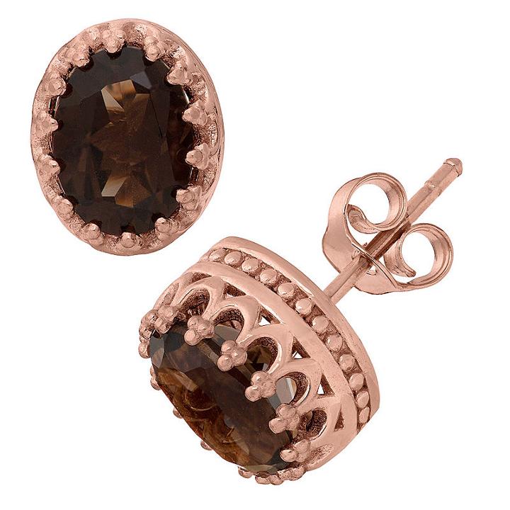 Genuine Brown Quartz 10mm Stud Earrings