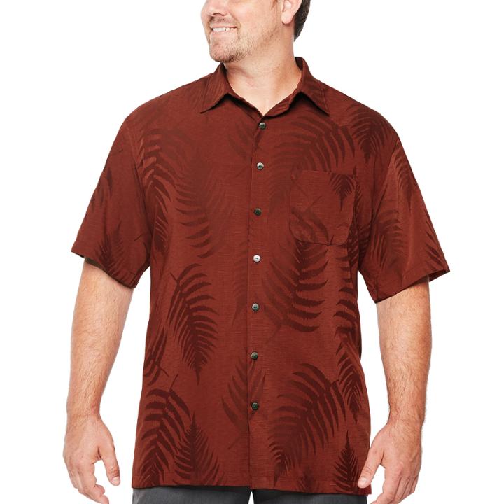 Van Heusen Short Sleeve Textured Hanging Camp Short Sleeve Camp Shirt-big And Tall