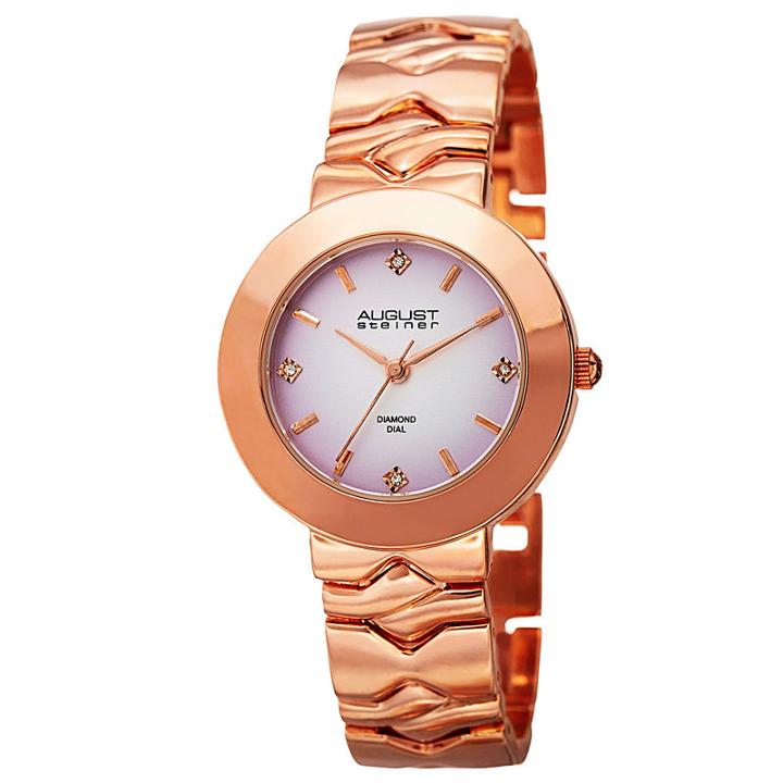 August Steiner Womens Rose Goldtone Strap Watch-as-8157rg