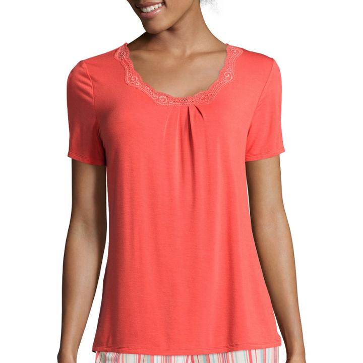 Ambrielle Lace Neck Knit Sleep Tee