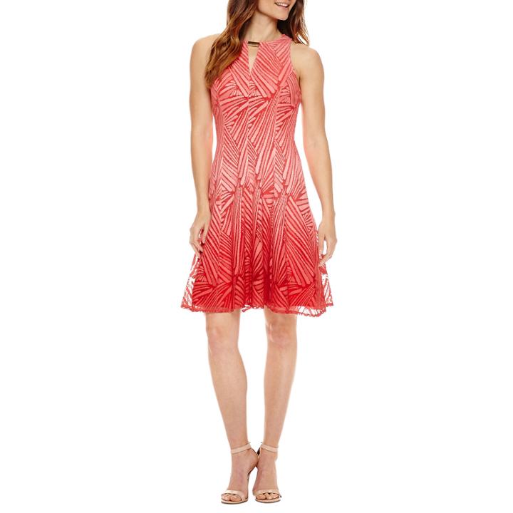 Liz Claiborne Sleeveless Embellished Lace Ombre Fit & Flare Dress