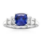 Blue & White Lab-created Sapphire Sterling Silver 3-stone Ring