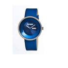 Crayo Unisex Button Blue Leather-band Watch With Day & Date Cracr0202