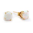 Diamond Accent Round White Opal Gold Stud Earrings