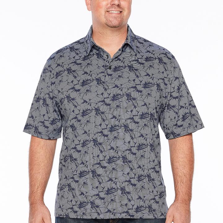 Van Heusen Air Printed Polo Short Sleeve Leaf Knit Polo Shirt Big And Tall