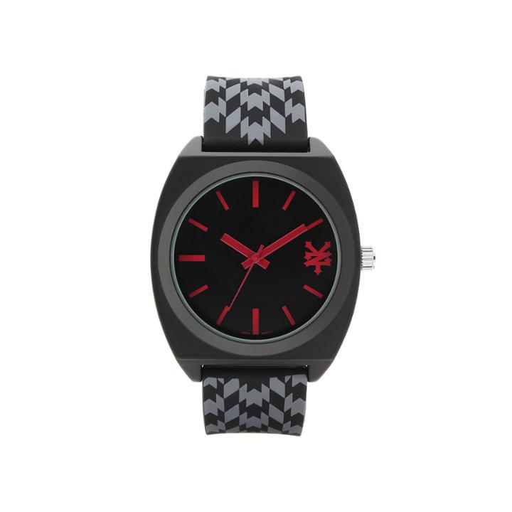 Zoo York Mens Black And Red Rubber Strap Watch