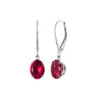 Round Lab-created Ruby Sterling Silver Earrings