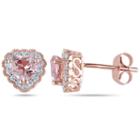 1/10 Ct. T.w. Pink Morganite Heart Ear Pins