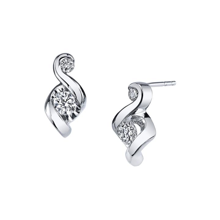 Juno Lucina 1/4 Ct. T.w. Diamond 14k White Gold Swirl Stud Earrings