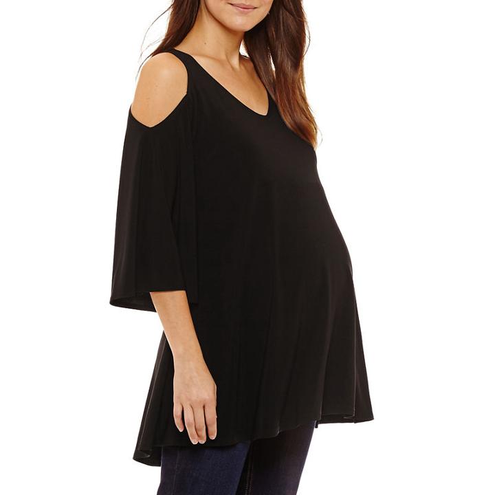 Tiana B 3/4 Sleeve V Neck Jersey Blouse
