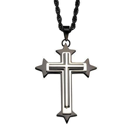 Inox Jewelry Mens Two-tone Stainless Steel Cross Pendant
