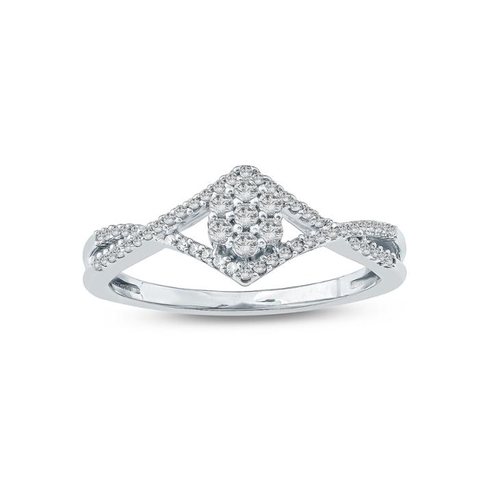 Womens 1/4 Ct. T.w. Genuine Round White Diamond 10k Gold Promise Ring