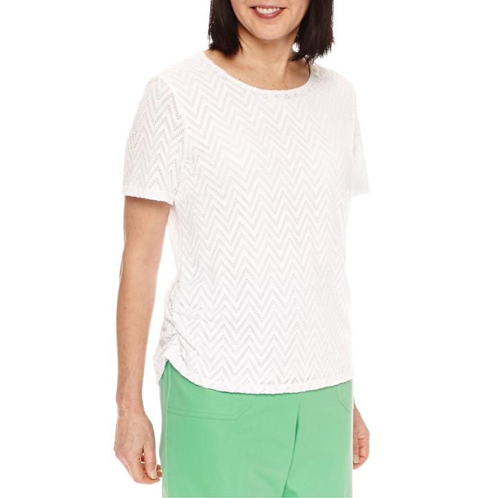 Alfred Dunner Bahama Bays Short Sleeve Lace T-shirt