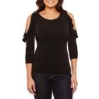 Bisou Bisou Ruffle Cold Shoulder Top