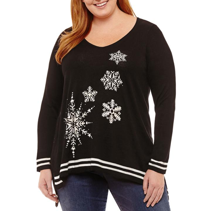 Unity World Wear Long Sleeve Snowflake Sweater Tunic-plus