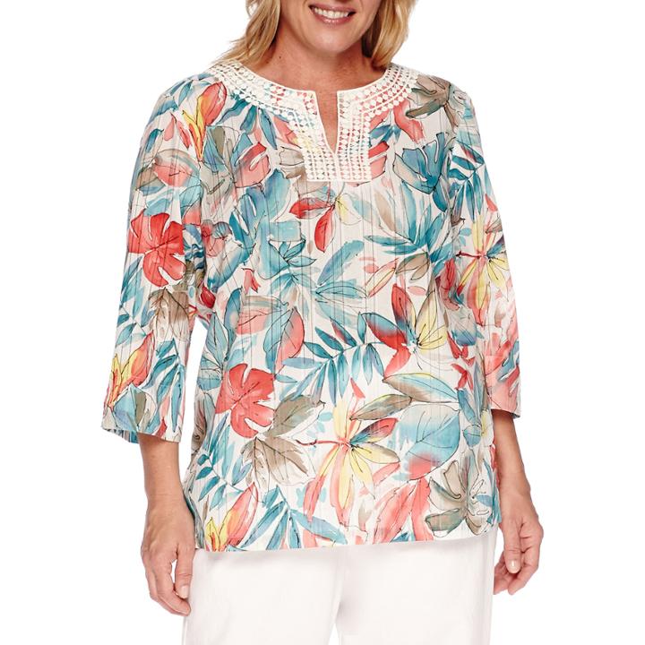 Alfred Dunner Cozumel 3/4-sleeve Tropical Tunic - Plus