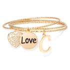 Liz Claiborne Gold-tone C Initial Heart Charm Bangle Set