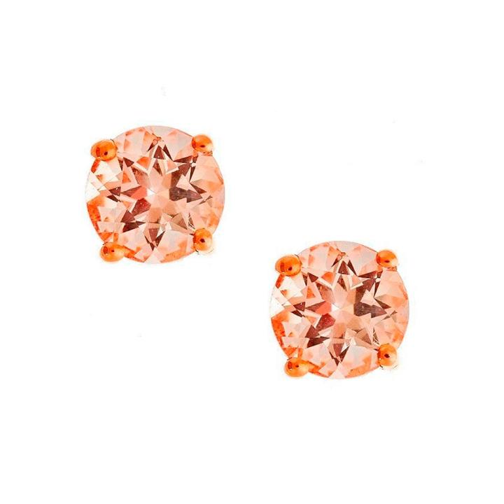 Limited Quantities! Round Pink Morganite 14k Gold Stud Earrings