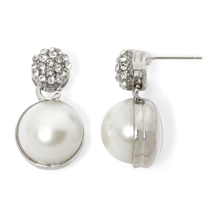 Natasha Simulated Pearl And Rhinestone Earrings