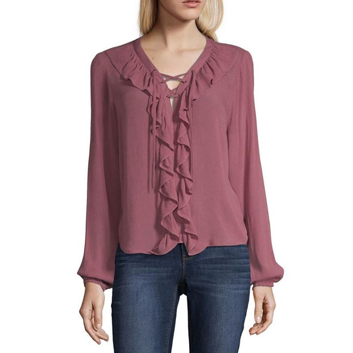 Arizona Long Sleeve Peasant Top-juniors