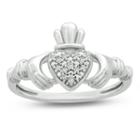 Womens Diamond Accent Diamond White Claddagh Promise Ring