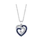 Crystal Sophistication&trade; Blue And Clear Crystal Double Heart Pendant Necklace
