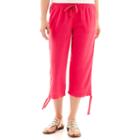 St. John's Bay Linen-blend Cargo Cropped Pants- Petite