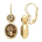 Monet Gold-tone Brown Stones Double-drop Earrings