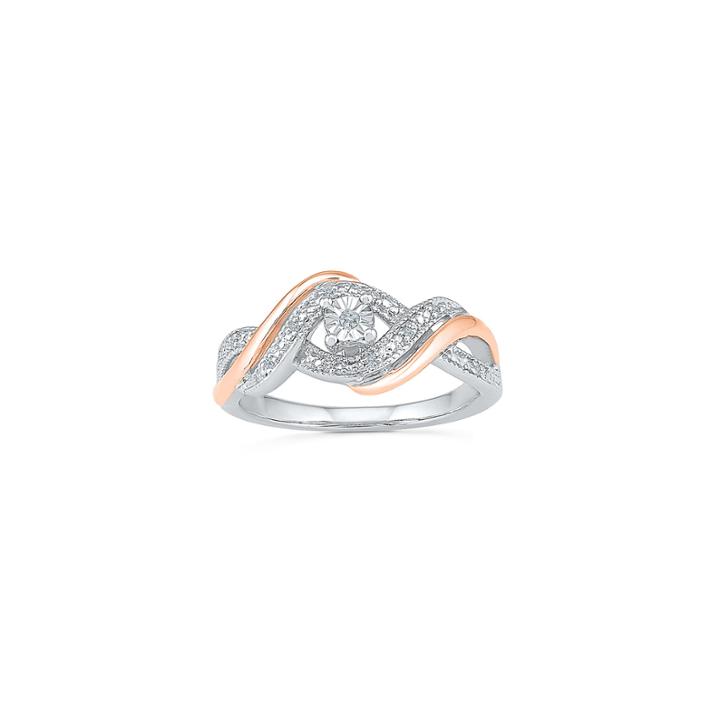 Womens Diamond Accent Genuine Round White Diamond Gold Over Silver Promise Ring