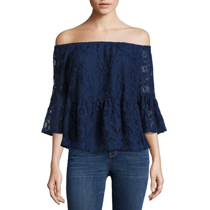 A.n.a Off The Shoulder Peplum Lace Blouse