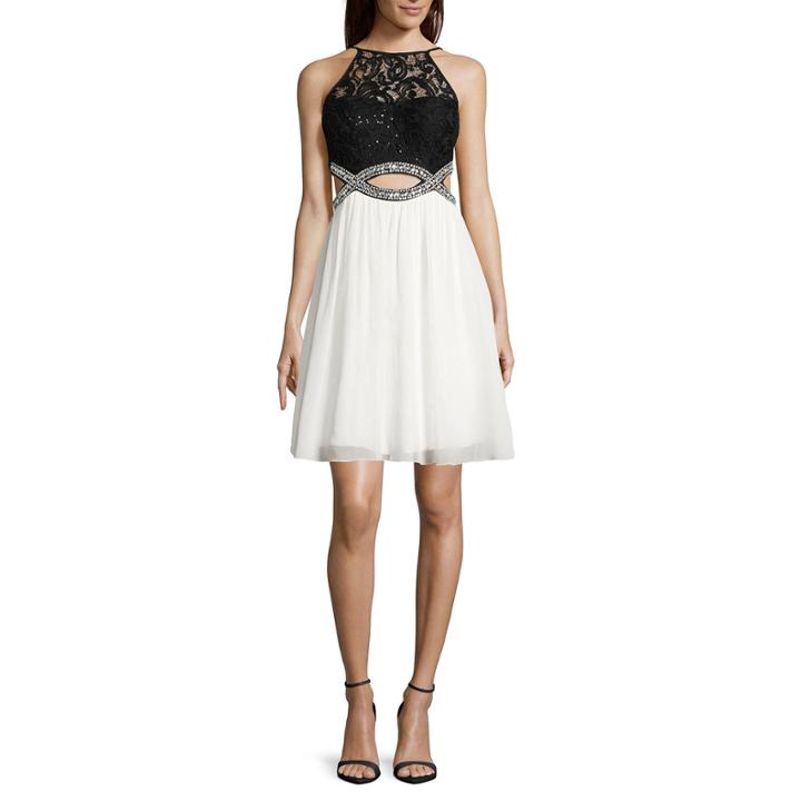 Speechless Sleeveless Two-tone Cutout Party Dress - Juniors