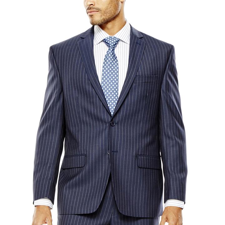 Collection By Michael Strahan Striped Navy Suit Jacket - Classic Fit