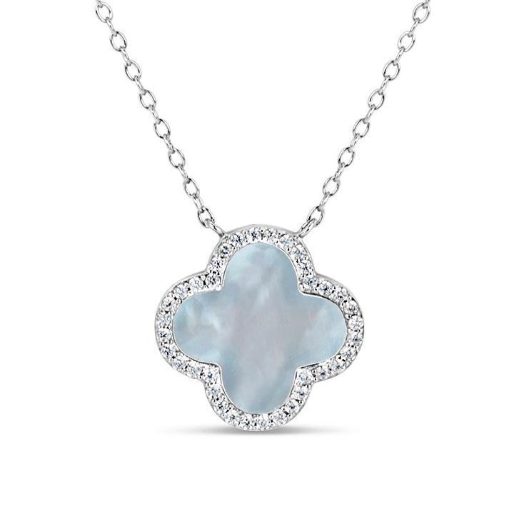 Womens White Mother Of Pearl Pendant Necklace