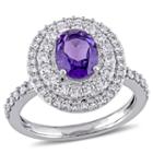 Modern Bride Gemstone Womens Purple Amethyst 14k Gold Engagement Ring