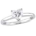 Womens 1 Ct. T.w. Heart White Diamond 14k Gold Solitaire Ring