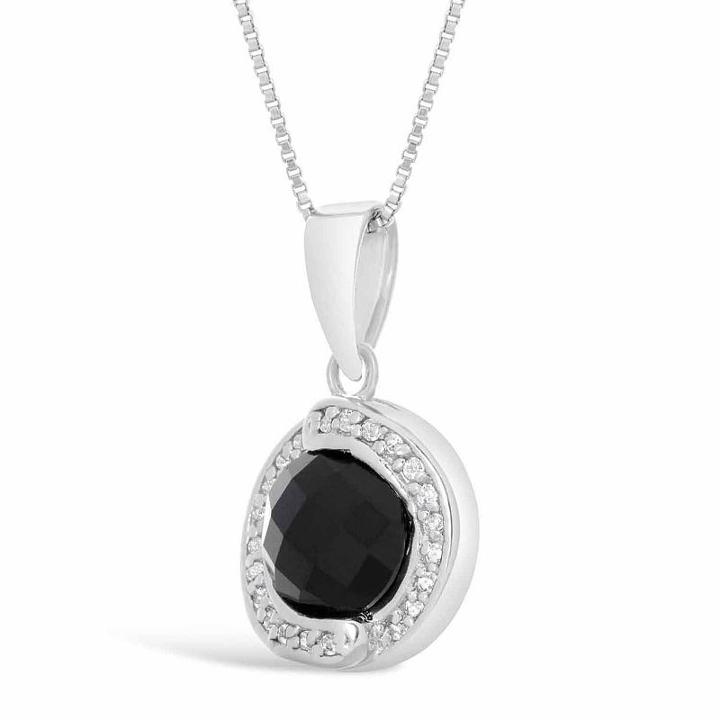 Womens Genuine Black Onyx Sterling Silver Pendant Necklace