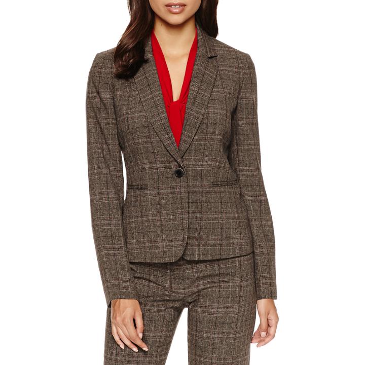 Chelsea Rose Long-sleeve Plaid Tweed Jacket