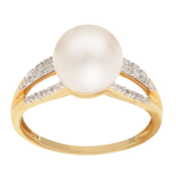 Womens 1/10 Ct. T.w. 9mm White Cultured Freshwater Pearls 14k Gold Cocktail Ring