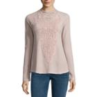 Hint Of Mint Long Sleeve Keyhole Neck Blouse-juniors