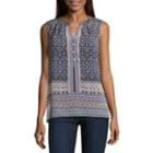 Liz Claiborne Sleeveless Banded Collar Top