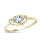 Womens Diamond Accent Aquamarine Blue 14k Gold Over Silver Heart Delicate Ring