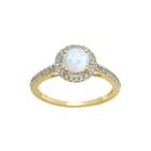 Lab-created Opal And White Sapphire 10k Yellow Gold Halo Ring