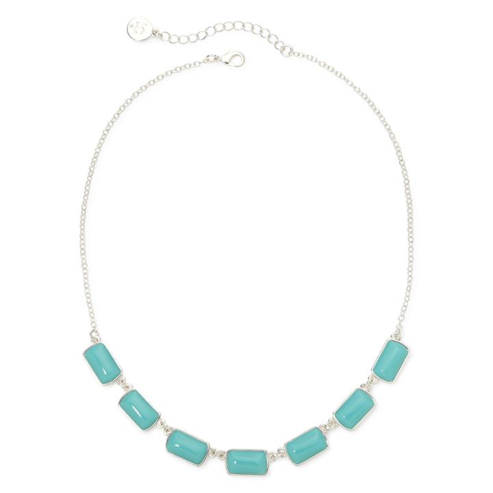 Liz Claiborne Teal Stone Silver-tone Collar Necklace